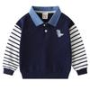 Spring and Autumn Children's Clothing Boys Long Sleeves Sweatshirt Kids Patchwork Sleeve Pullover Clothes Baby Dinosaur Embroidered Lapel Clothes