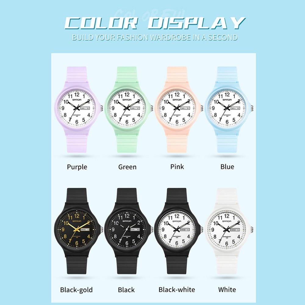 SANDA Electronic Quartz Analogue Double Calendar Waterproof Electronic Watch