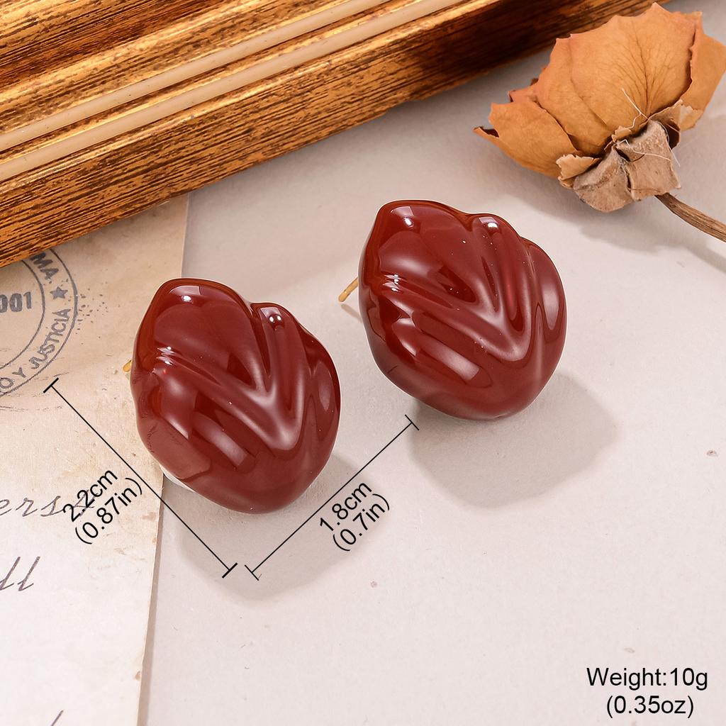 New Year's Hong Kong Style Earrings Women's Zircon Love Lava Ankara Red Premium Sense Drip Oil Stud Earrings Free White Geometric Earrings