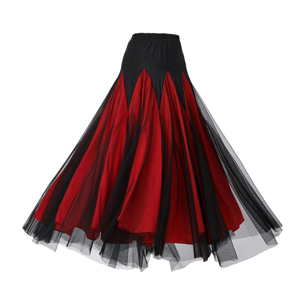 Women Ballroom Dance Skirt Latin Dance Dress Long Swing Skirt for Latin Stage Performance Party Dance Practice Competition Show