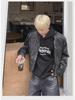 2024 Retro White Leather Motorcycle Jacket with Shoulder Pads - Unisex Street Style