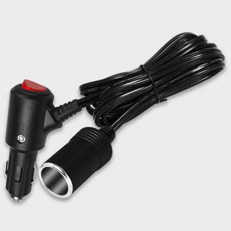 Car Cigarette Lighter Extension Cord with On/off- Button Max180W for Car Chargers, Vacuum Cleaners, Fans, LED Lights,