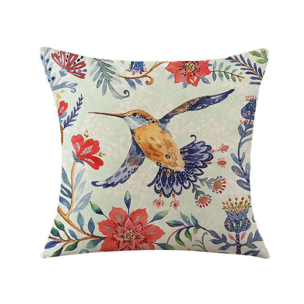 Retro Flower and Bird Pillow Nordic Bed Cushion Pillow Plant Flower Cushion Cover Living Room Sofa Cover Pillow
