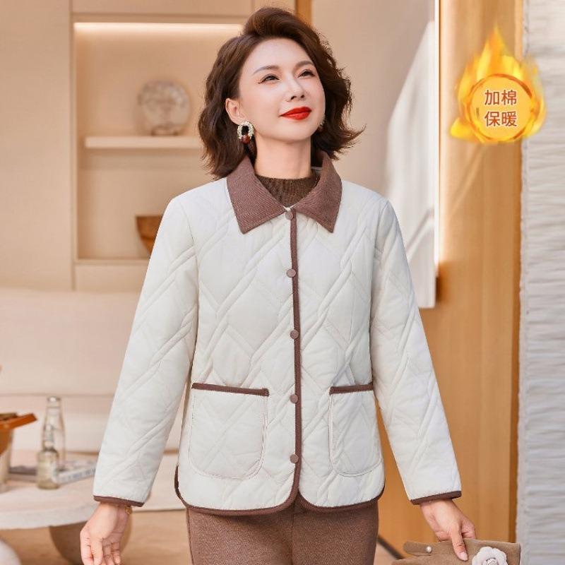 Middle-aged down cotton clothes women's light and thin large-size casual winter warm short jacket padded jacket top