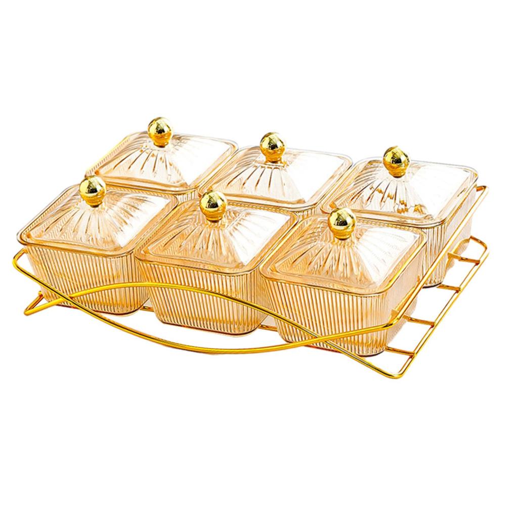 Nut and Candy Serving Tray with Lid Nordic Serving Platter 6 Snack Serving Bowls for Nuts Home Appetizer Kitchen Wedding