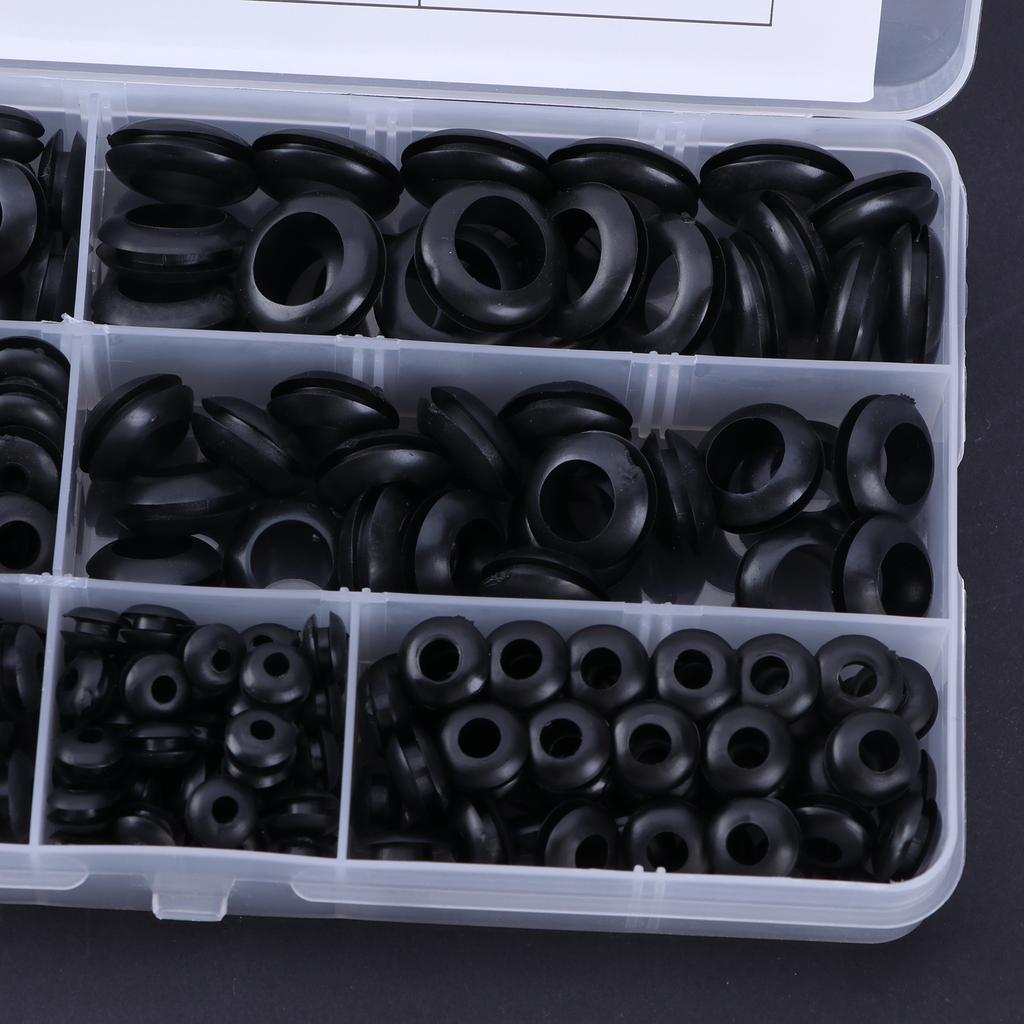 260pcs Rubber Wire Sleeve Set Easy Cable Organization Solution Flexible Rubber Wire Seals with Storage Box Assorted set