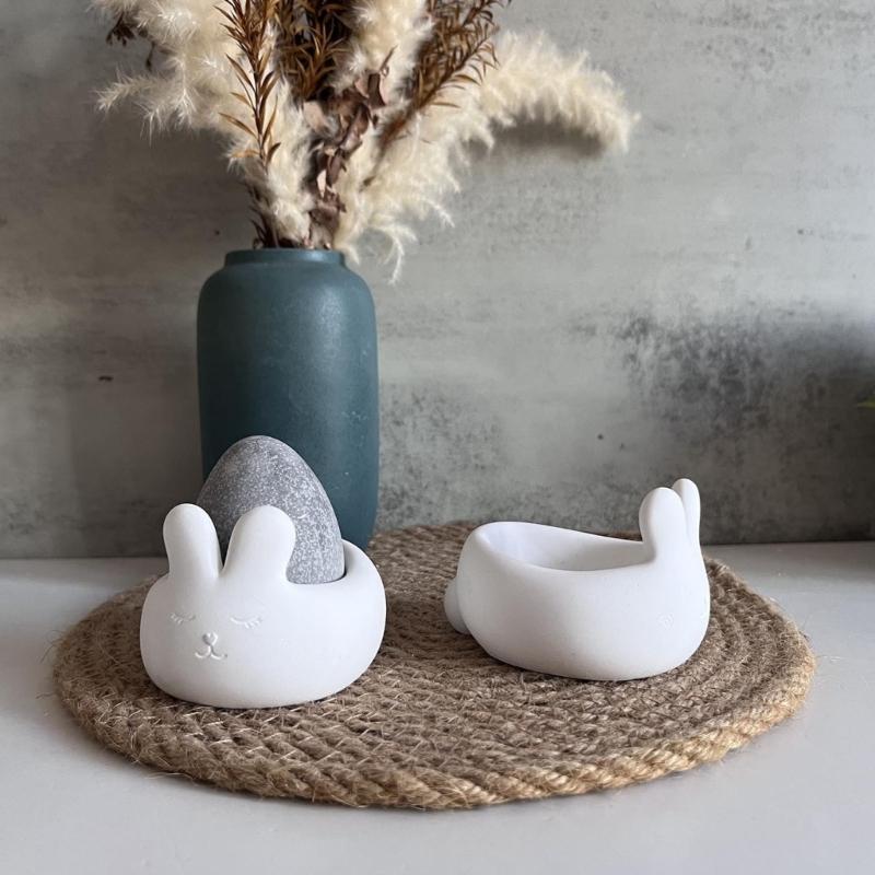 Easters Bunnies Eggs Cup Concrete Silicone Mold Handmade Candle Holder Cup Cement Concrete Mould Easters Decors Making