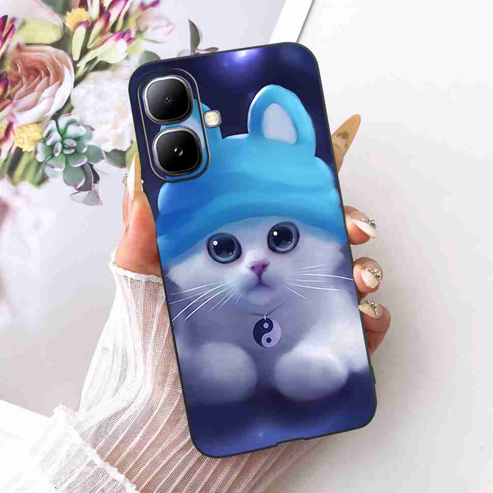 For Infinix Smart 20 4G X6840 X6840B Case Cartoon Cat Dinosaur TPU Black Cover For  Infinix Smart20 smart 20 4G Phone Casing