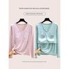 V-neck Modal With Chest Pad T-shirt Women's Spring Inner wear Long sleeve Stripe Bottoming Shirt Thin Casual Plus size Loose Top