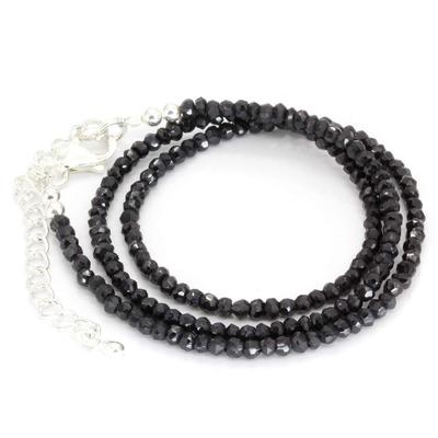 Black Spinel 3mm Necklace 40cm Adjuster Natural Stone Power Stone [Ishiki] +5cm Men's Women's [rn006]