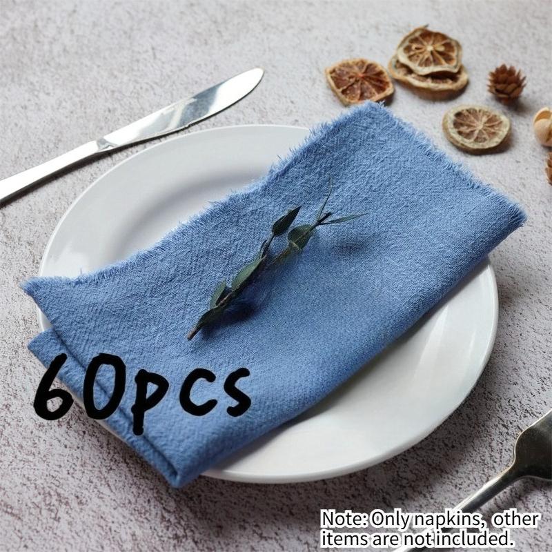 

60 Count Pure Cotton Tassel Napkins Square Elegant Tassel Festive Christmas Kitchen & Dining Table Linens Christmas Table Decor