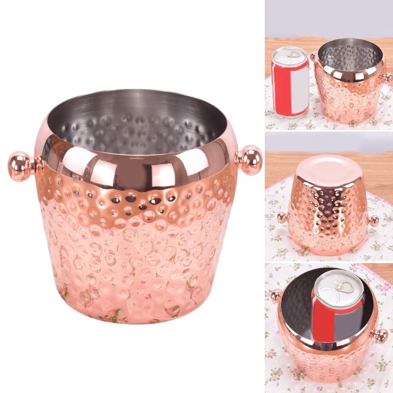 Wide Mouth Wine Bucket Beverage Tub Hammer Pattern Stainsless Steels Ice Buckets Drinkware for Parities, Gathering