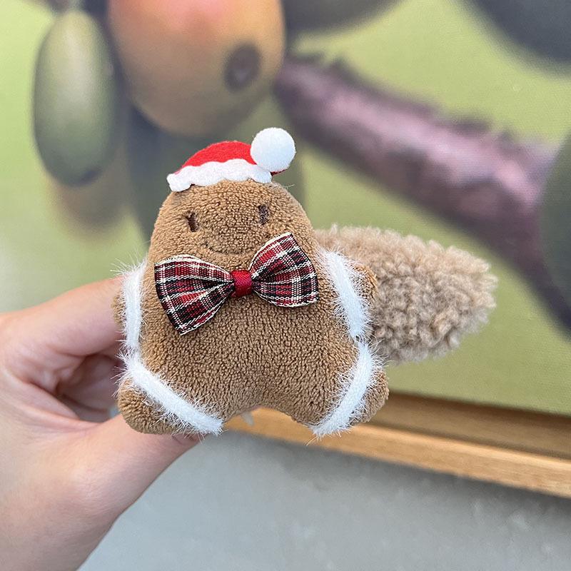 2024 Vánoční medvěd a perníček plyšová čelenka a sada gumiček do vlasů: Podzimní/zimní doplňky pro dívky