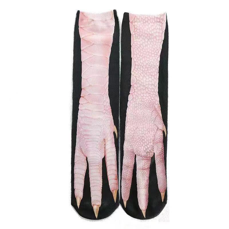 3D Animal Paw Mid-Calf Socks - Cartoon Print, Fun Hoof Design for Adults, Cat & Dog Styles
