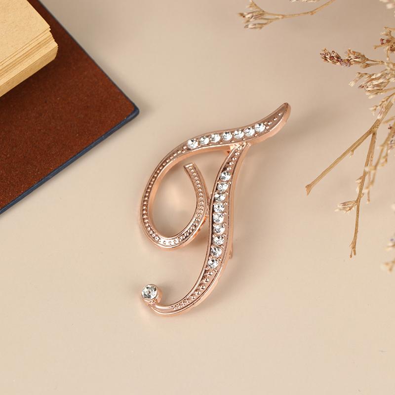 Women Luxury Letter Brooch Pins In Rose Gold Color   English Alphabet Pins Cute Jewelry Accessories Gift