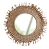 Round Wall Mirror Handwoven Cotton Rope Macrames Fringed Tassels Hanging Makeup Mirror for Bedroom Living Room Decors