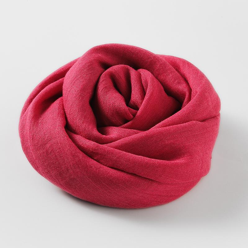 Women's Cotton Linen Artistic Solid Color Silk Scarf, Sun Protection Beach Neck Scarf, Japanese Style Long Gauze Scarf