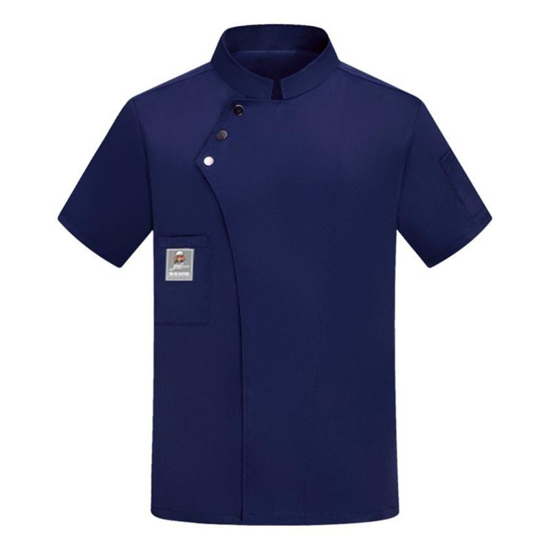 Comfortable Unisex Cook Shirt Short Sleeves Professional Kitchen Wear Hotel Restaurant Work Coat