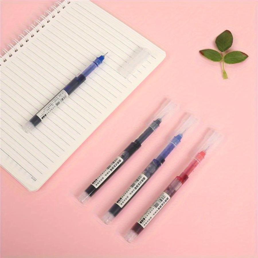 100Pcs Straight Liquid Ball Pen Quick Drying Business File Signature Gel Pen 0.5mm Black/Blue Ink Office School Use,Birthday Gifts,School Season