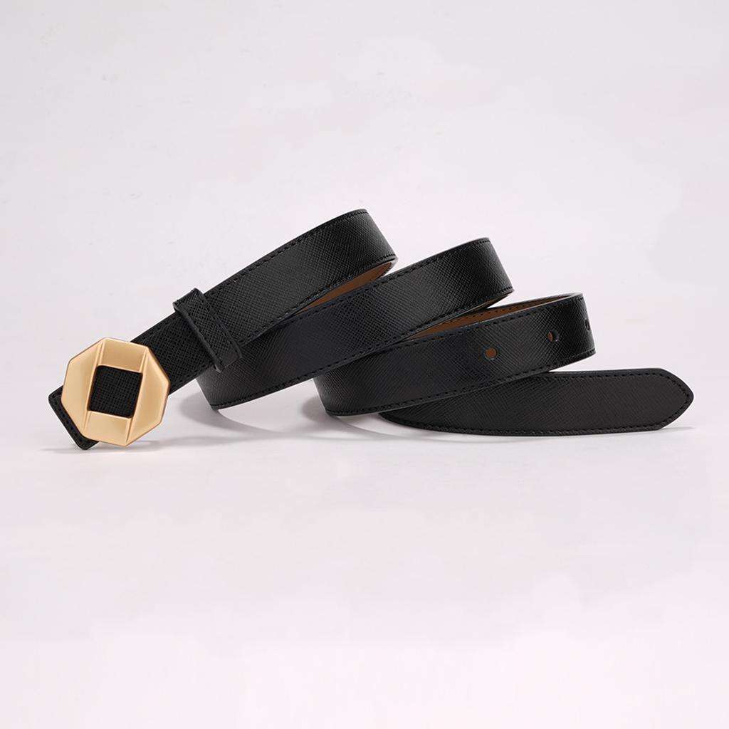 New Genuine Leather Women's Belt Texture Versatile Casual Women's Pure Cowhide Letters Belt Wide Belt