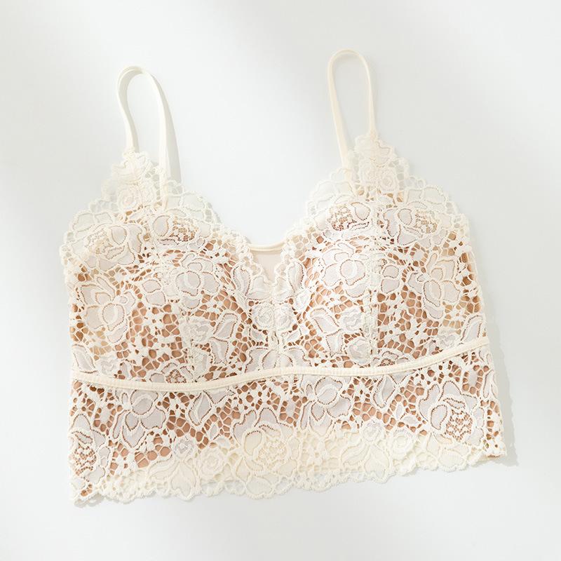 

Women s French Lace Mesh Camisole with Chest Pads, Bunny Ear Cups, Slimming, Reduces Side Boobs – Perfect as Outerwear or Base Layer L [42.5-60 kg]