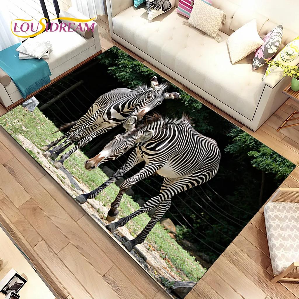 Zebra Wild Animal  Area Rug Large,Carpet Rug for Living Room Bedroom Kitchen Doormat Decoration,Children Play Non-slip Floor Mat