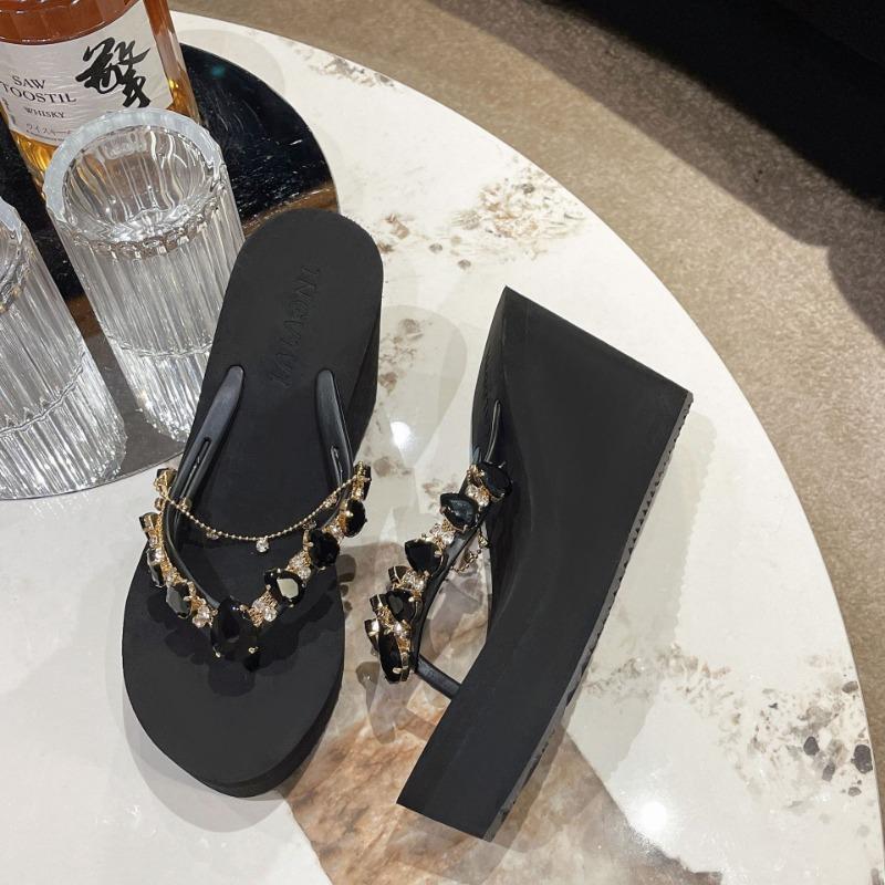 Fashion Fashion Platform Sandals Slippers Women High Heeled Summer Outdoor Beach Casual Wedges Crystal Sexy Women Flip Flops Slippers
