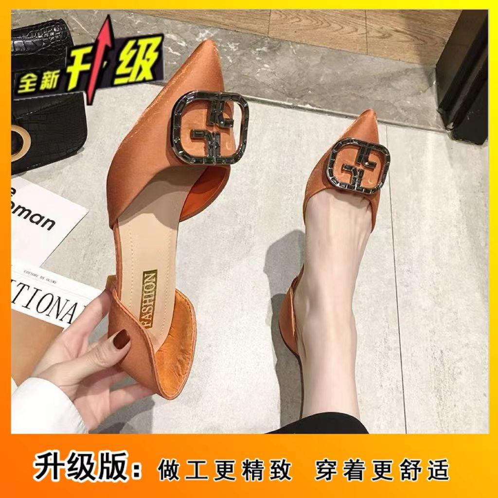 

Pointed head shallow mouth single shoes women s 2025 new hollow rhinestone square buckle simple fashion thin heels small heels high heels 40