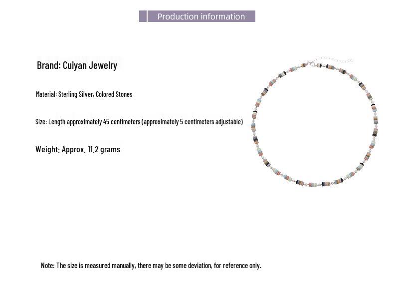 Cui Yan S925 Sterling Silver Korean Style Colorful Beaded Necklace for Women – Spring/Summer Dopamine Choker