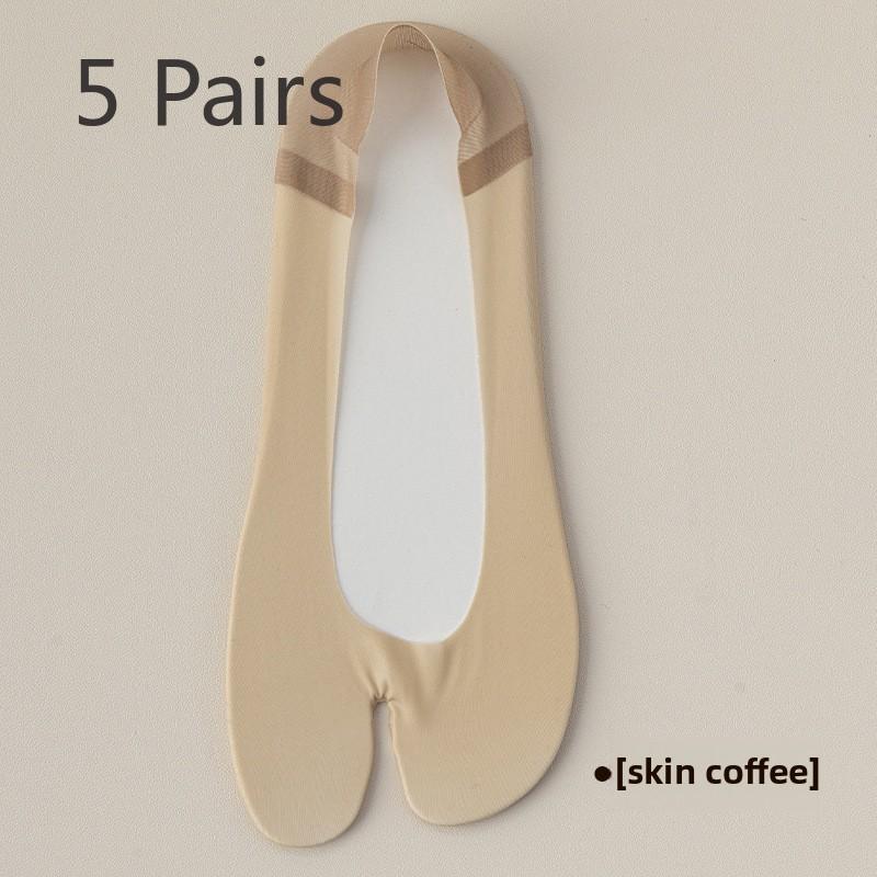 

5 пар женских тонких носков-лодочек с дезодорантом и абсорбирующим эффектом из чистого хлопка с двумя невидимыми носками на весну и лето 5 Pairs телесный/кофейный
