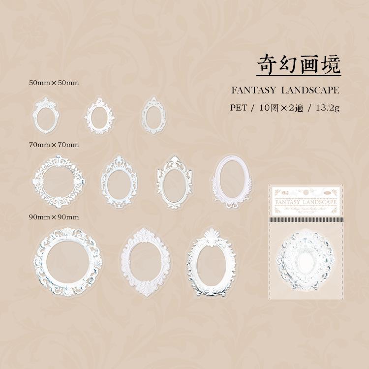 

20-Piece Vintage European Style Border Sticker Bundle Classic Rococo Baroque Elements, for Journal Layering Photo Frame Decor