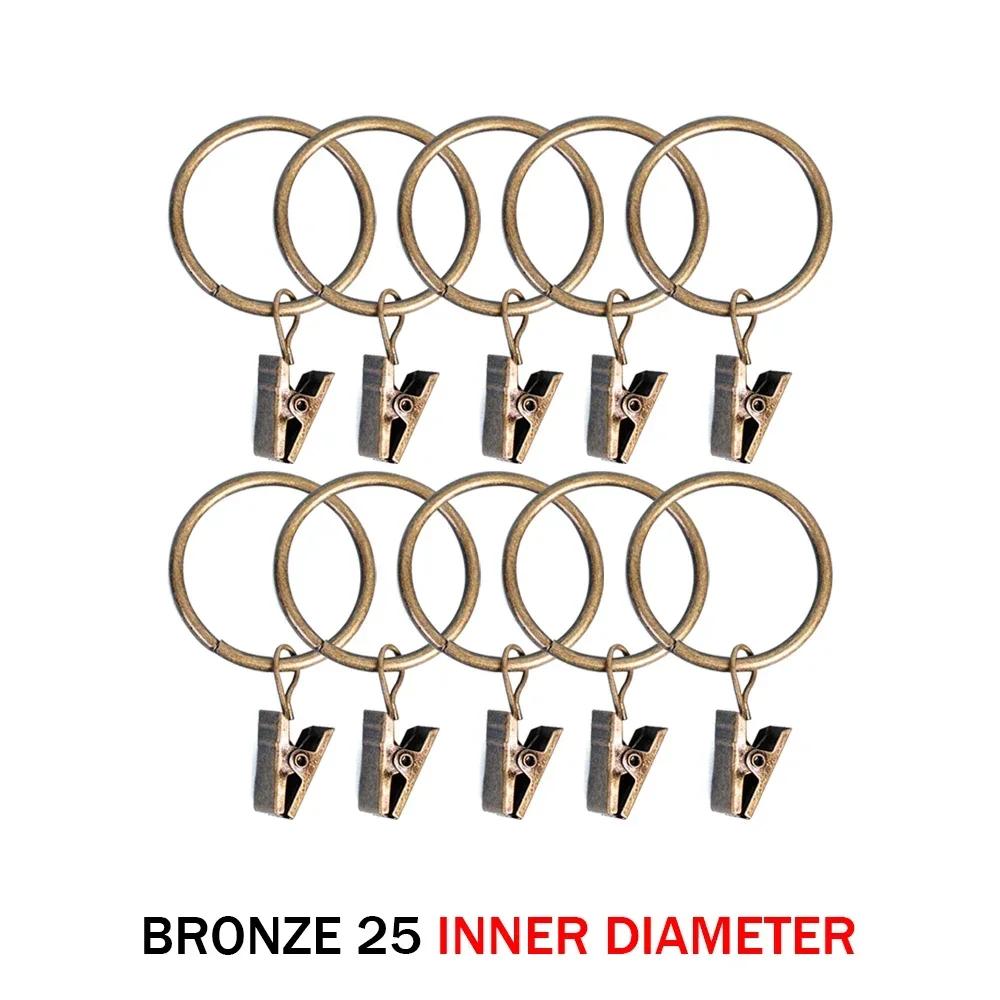 

10/50pcs Metal Curtain Clips Set Retro Drapes Tie Buckles with Rings Hooks Home Bedroom Bathroom Hanger Pins Accessories 10PCS