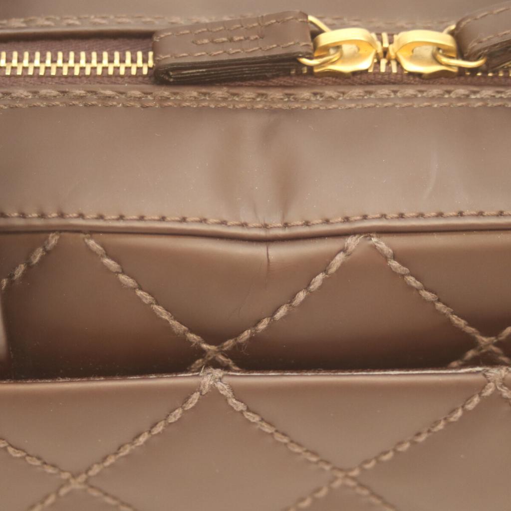 Chanel No. 8 Brown Wild Stitch Double Zipper Mini Boston Bag Boston Bag BrownUsed