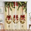 2pcs,2D Plane Printing Curtains Christmas Ornaments Holly Bows (2) Versatile Durable Polyester (without Rod) All Seasons Perfect