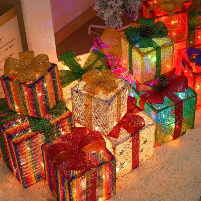 Christmas Gift Box Set: 3-Piece Fairy Light Decorations for Birthday Parties and Ornaments
