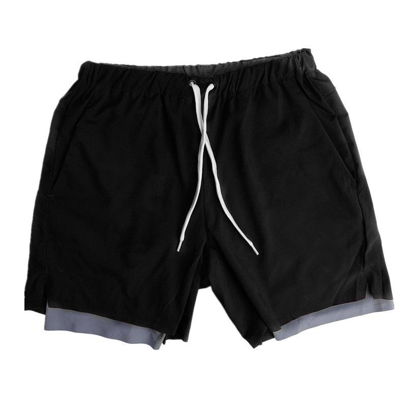 

Тонкая легкая спортивная одежда, двухслойная, высококачественная, для тренировок, фитнеса, тренажерного зала, гибкие мужские спортивные штаны для бега, баскетбольные шорты для мужчин L