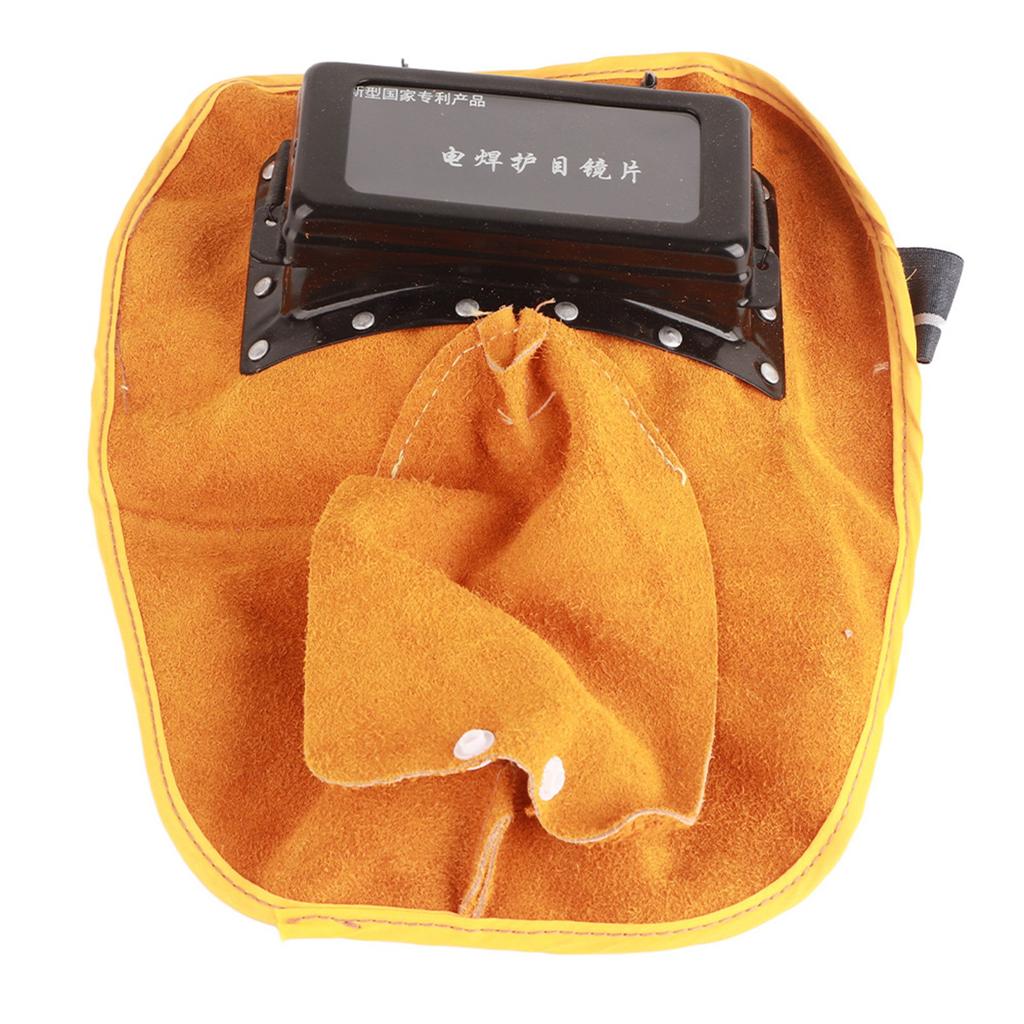 Cowhide Welding Helmet Solar Auto Darkening Dual Lens Anti‑Spatter Heat Insulation Security Head Protection