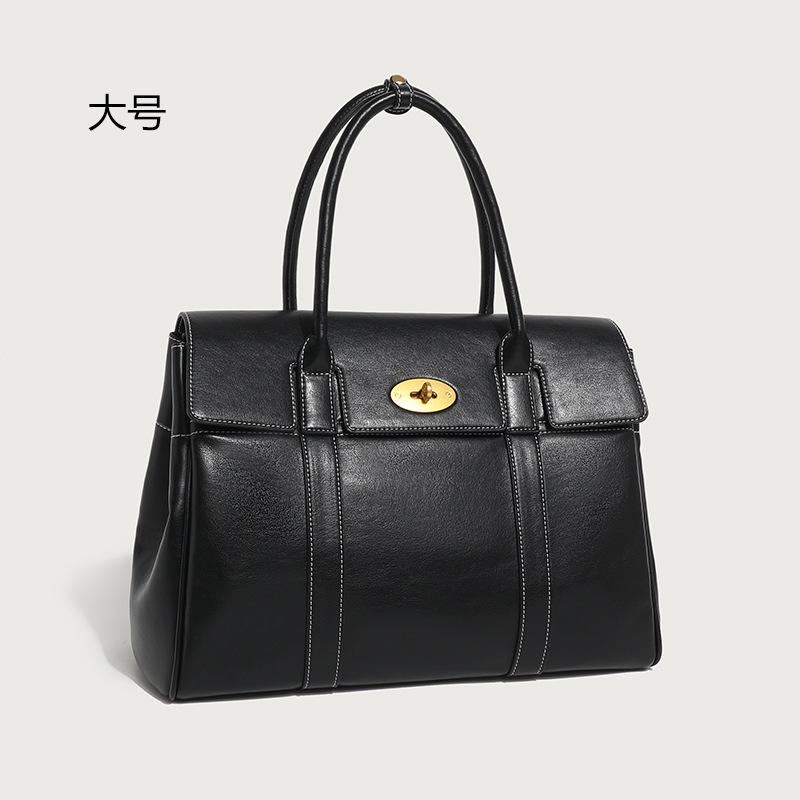 Vegetable Tanned Leather Handbag Commuter Retro Tote Bag Women'S Bag Simple Briefcase Large Capacity Shoulder Bag