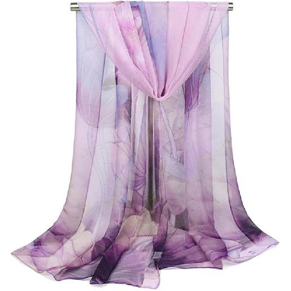 Pokeedioty Scarfs for Women Lightweight Fashion Floral Pattern Sheer Scarfs Shawl Wrap Scarves