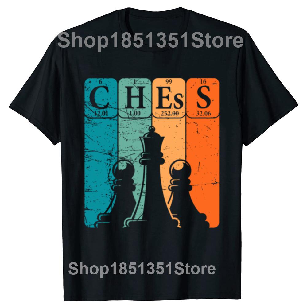 Funny Chess Periodic Table Nerd Chess Player Vintage T Shirts Checkmate Graphic Cotton Streetwear Short Sleeve Gifts Tshirt Men