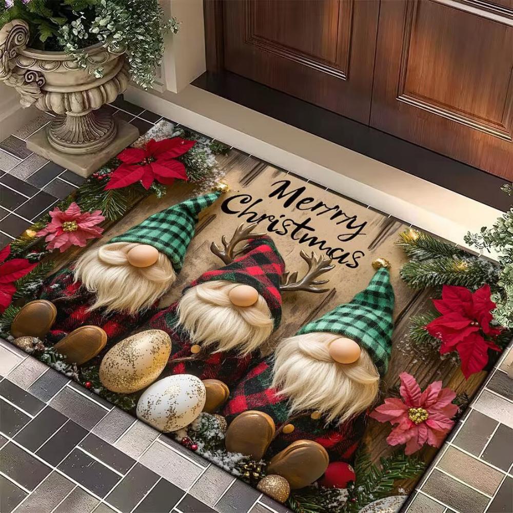 1pcs Santa Claus Snowman Elf Christmas Doormat Festive Non Slip Entrance Rug Holiday Floor Mat for Living Room Bedroom Decor