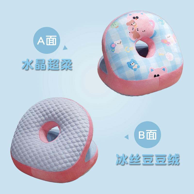 Cute Cat Nap Pillow Ice Silk Plush Throw Pillow Cuddle Cat Office Table Nap Artifact Waist Backrest Female