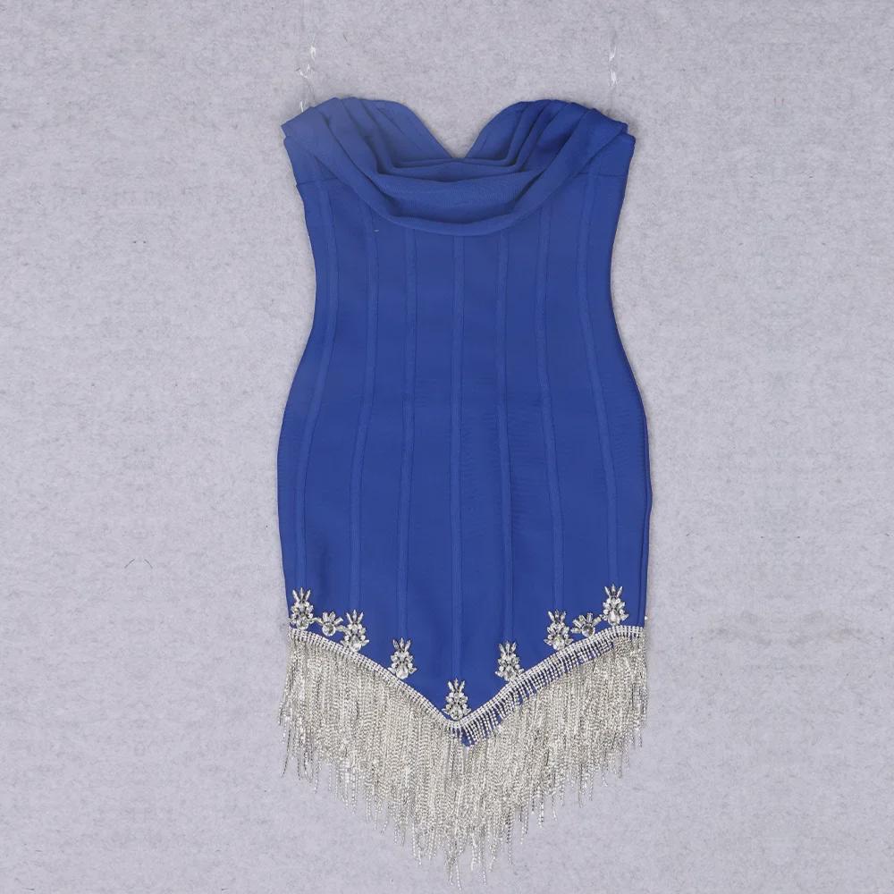 2025 Knitted Tube Top & Tassel Chain Pleated Layer Dress