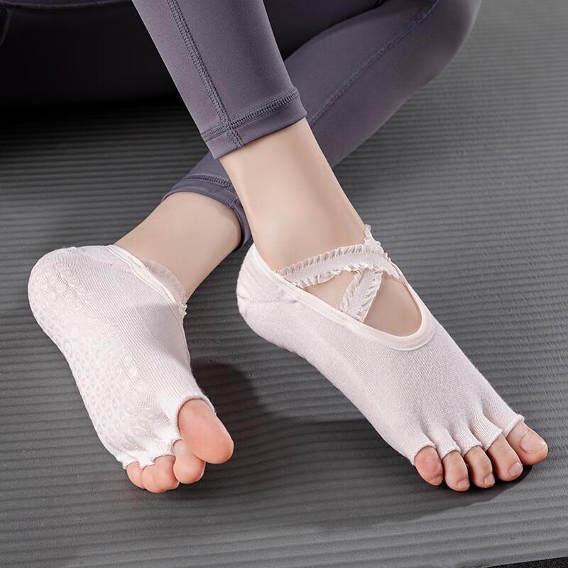 WEZHO Anti-Slip Lace Cross-Strap Yoga Pilates Socks