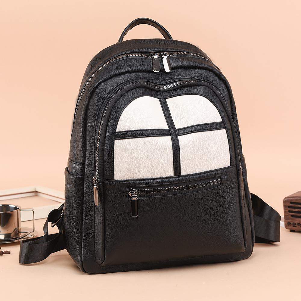 Women's Color Contrast Backpack Large Capacity Student Schoolbag Outdoor Backpack