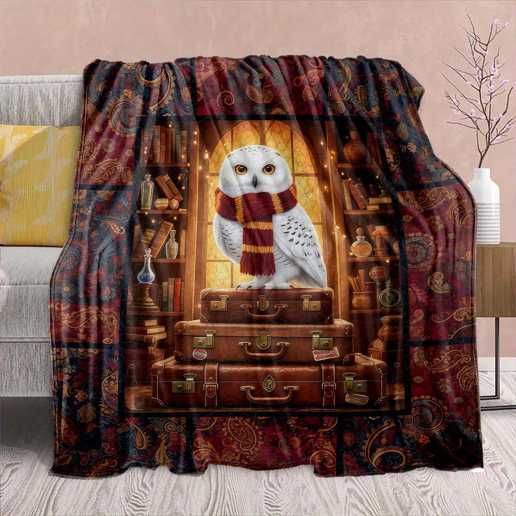 Magic Owl Flannel Blanket - Soft Warm Perfect for Sofa, Bedding Camping Travel Office Home Decor 