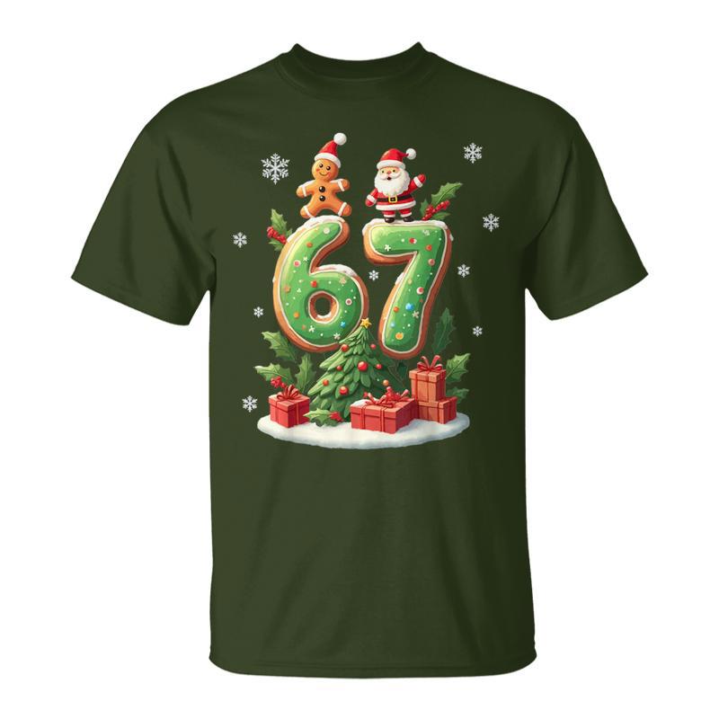 67 Six Seven Christmas Santa Claus Pajamas Matching 6-7 Xmas T-Shirt