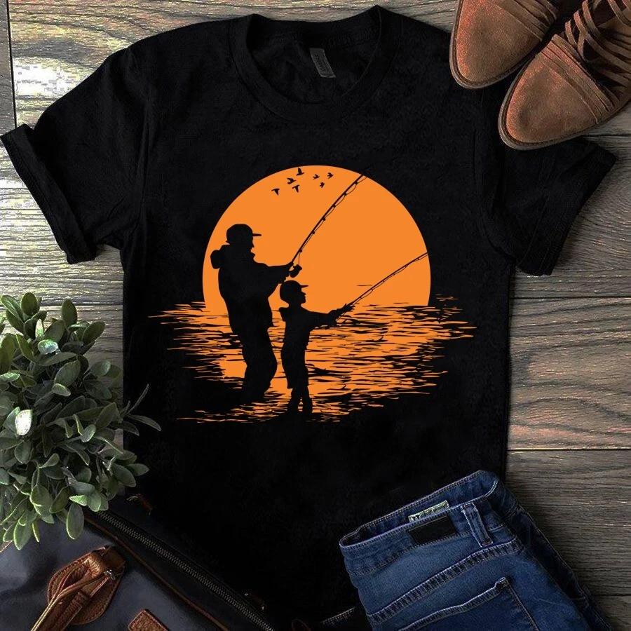 Men s and Women s T-shirts Dad and Son Fishing Bass Gift S