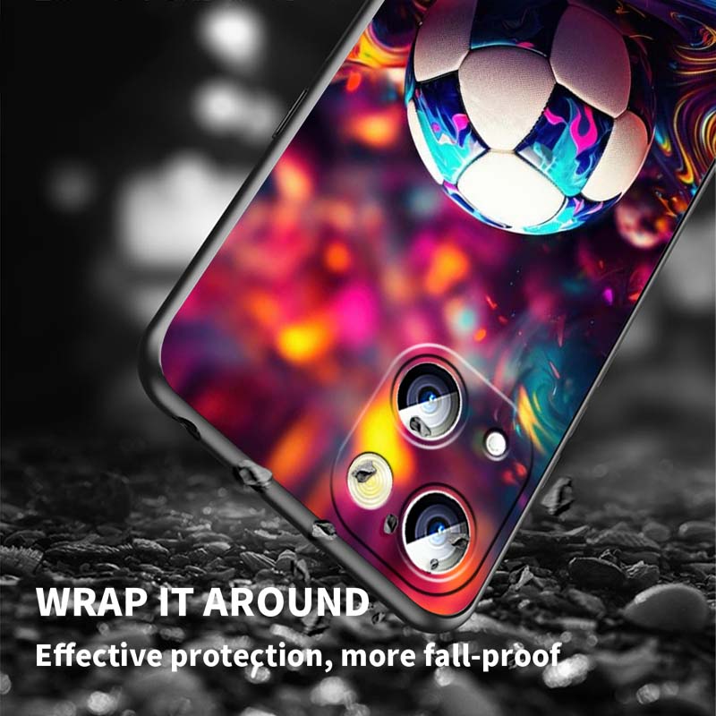 Fashionable football cool Phone Case For Apple iPhone 17 16 16E 15 14 13 12 11 Pro Max Plus Black Soft Silicone