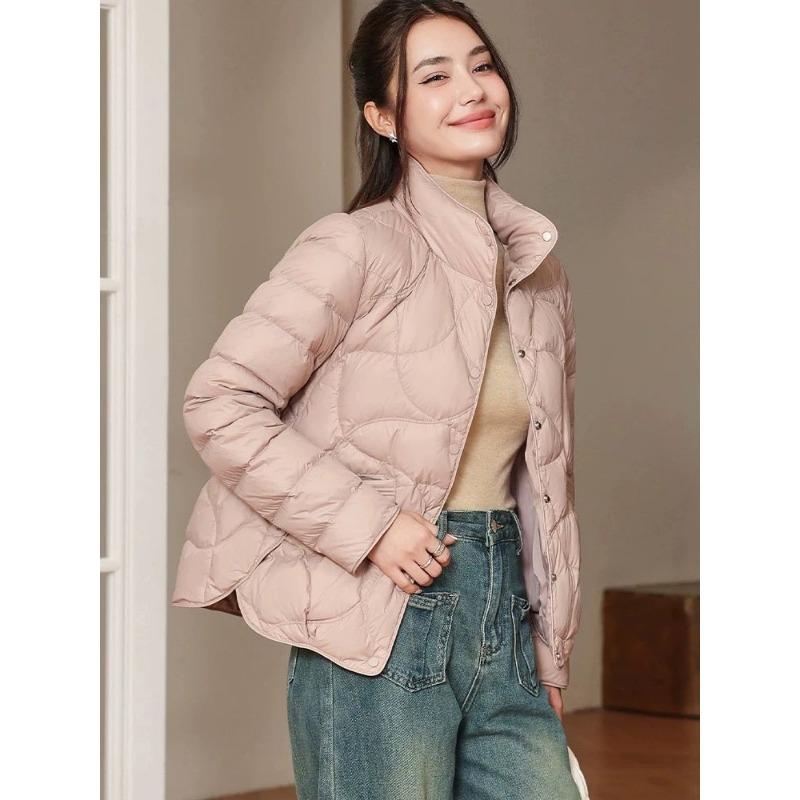 

Lightweight Down Jacket for Women Short Slim Fit Winter New Style Fashionable Warm and Warm Cotton Jacket L розовый
